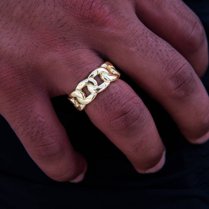 Cuban Band Ring in Yellow Gold - 9mm