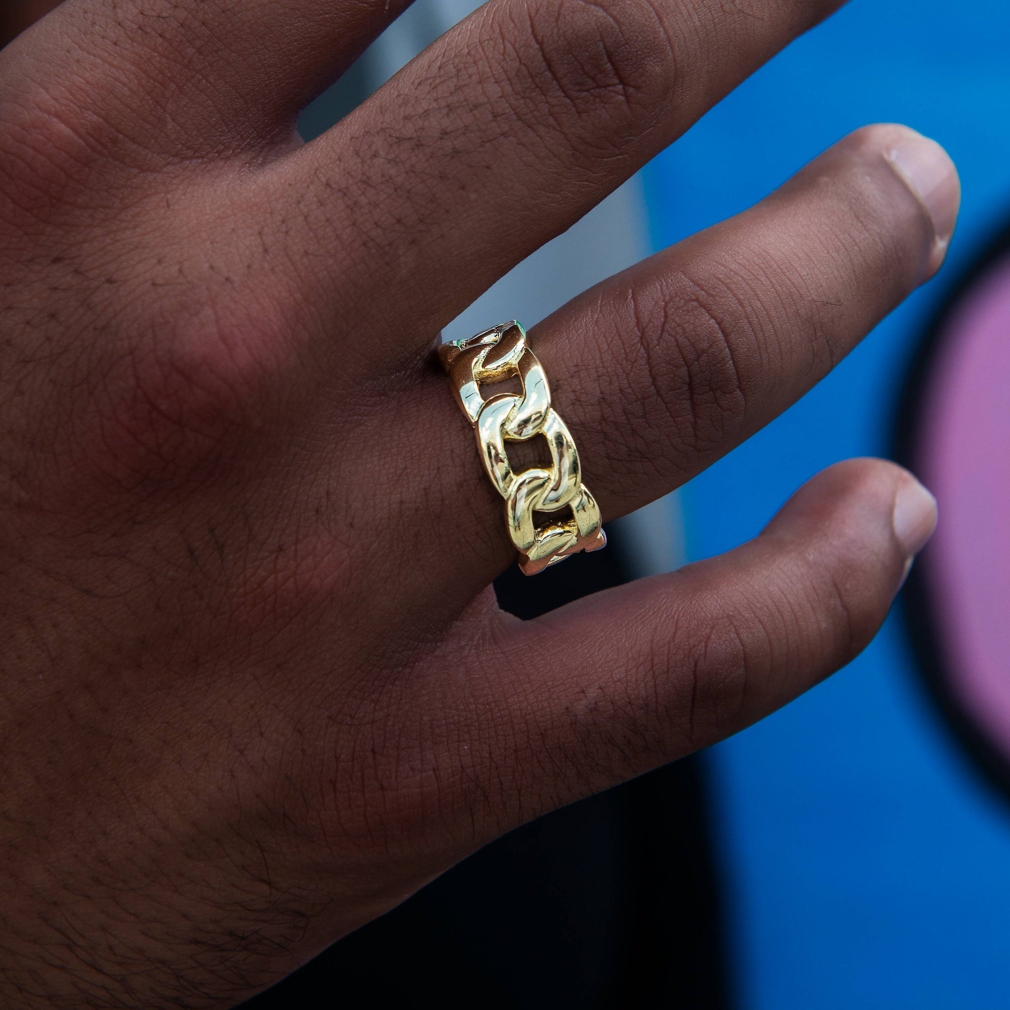 Cuban Band Ring in Yellow Gold - 9mm