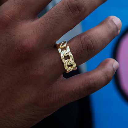 Cuban Band Ring in Yellow Gold - 9mm