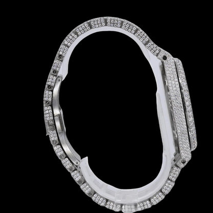 42MM Fully Iced Out Watch In White Era® Gold 316