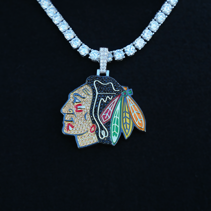 Chicago Blackhawks Official NHL Logo Pendant in White Gold