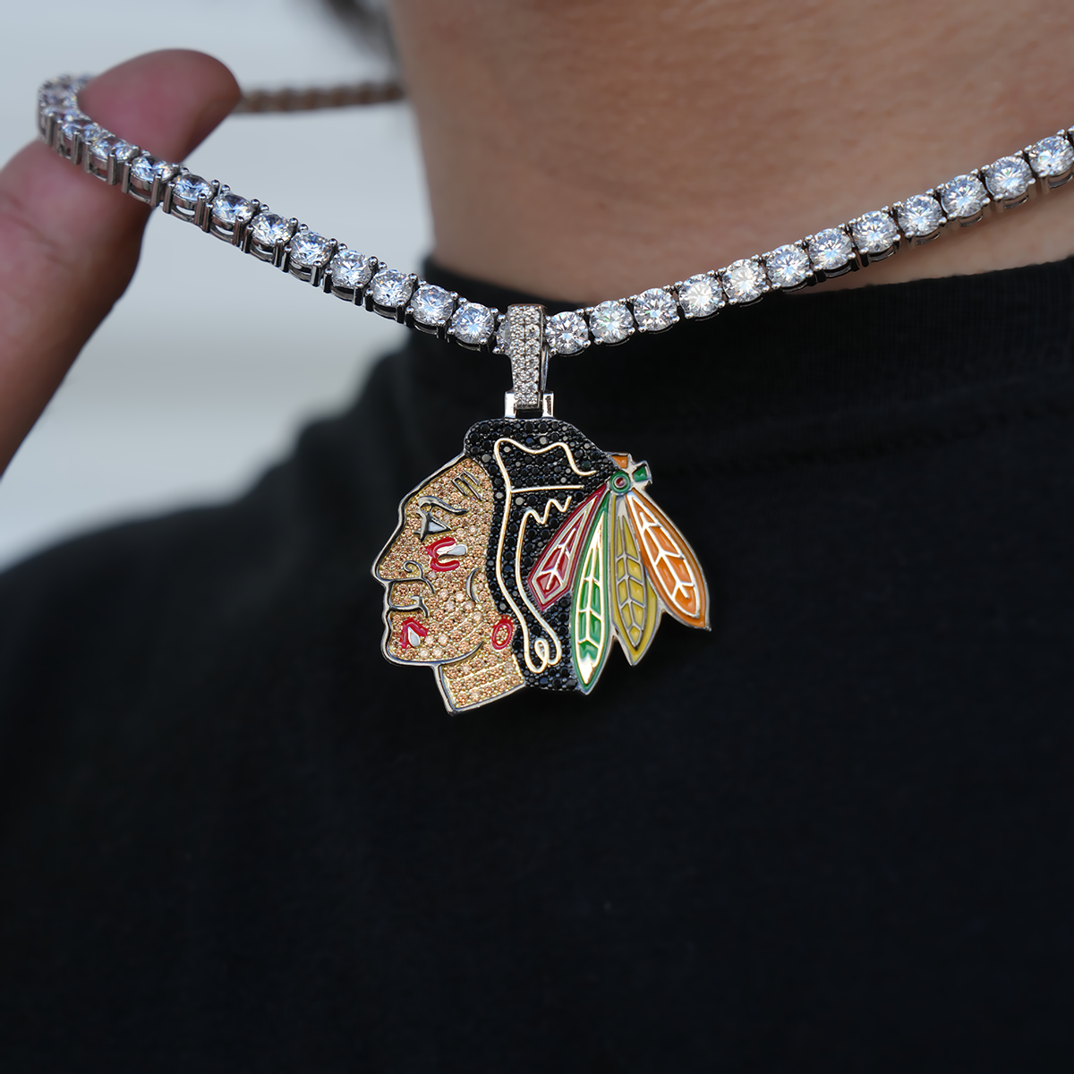 Chicago Blackhawks Official NHL Logo Pendant in White Gold