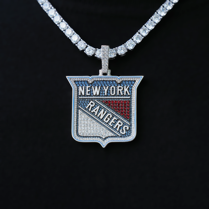 New York Rangers Official NHL Logo Pendant in White Gold