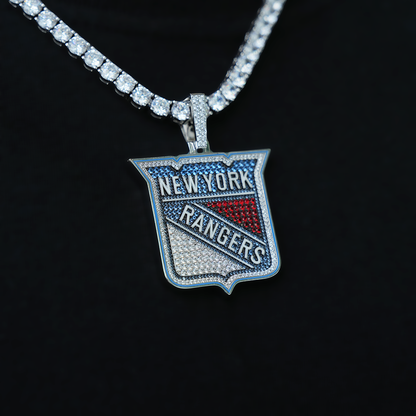 New York Rangers Official NHL Logo Pendant in White Gold