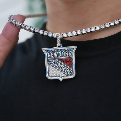 New York Rangers Official NHL Logo Pendant in White Gold