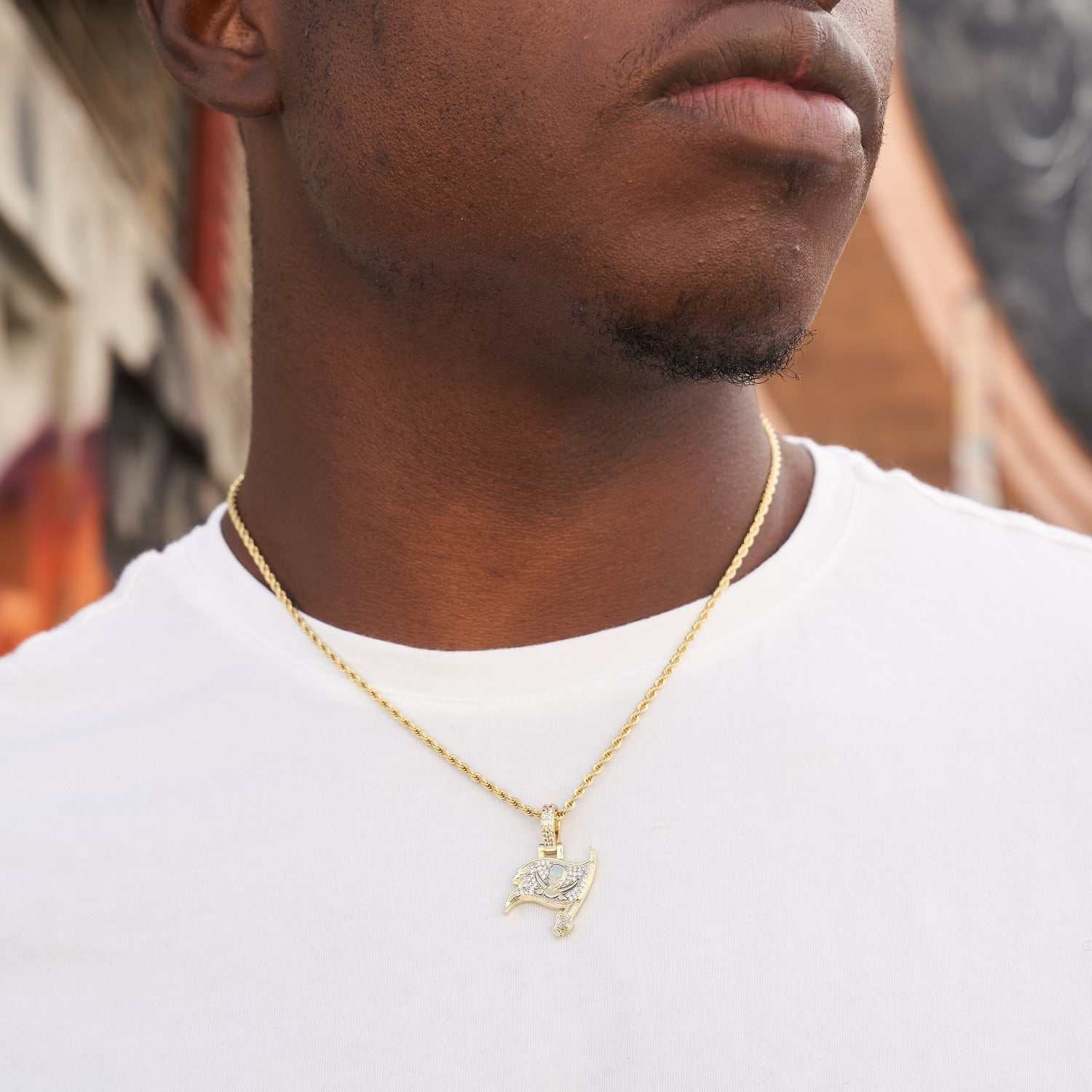 Tampa Bay Buccaneers Official NFL Micro Logo Pendant - Yellow Gold