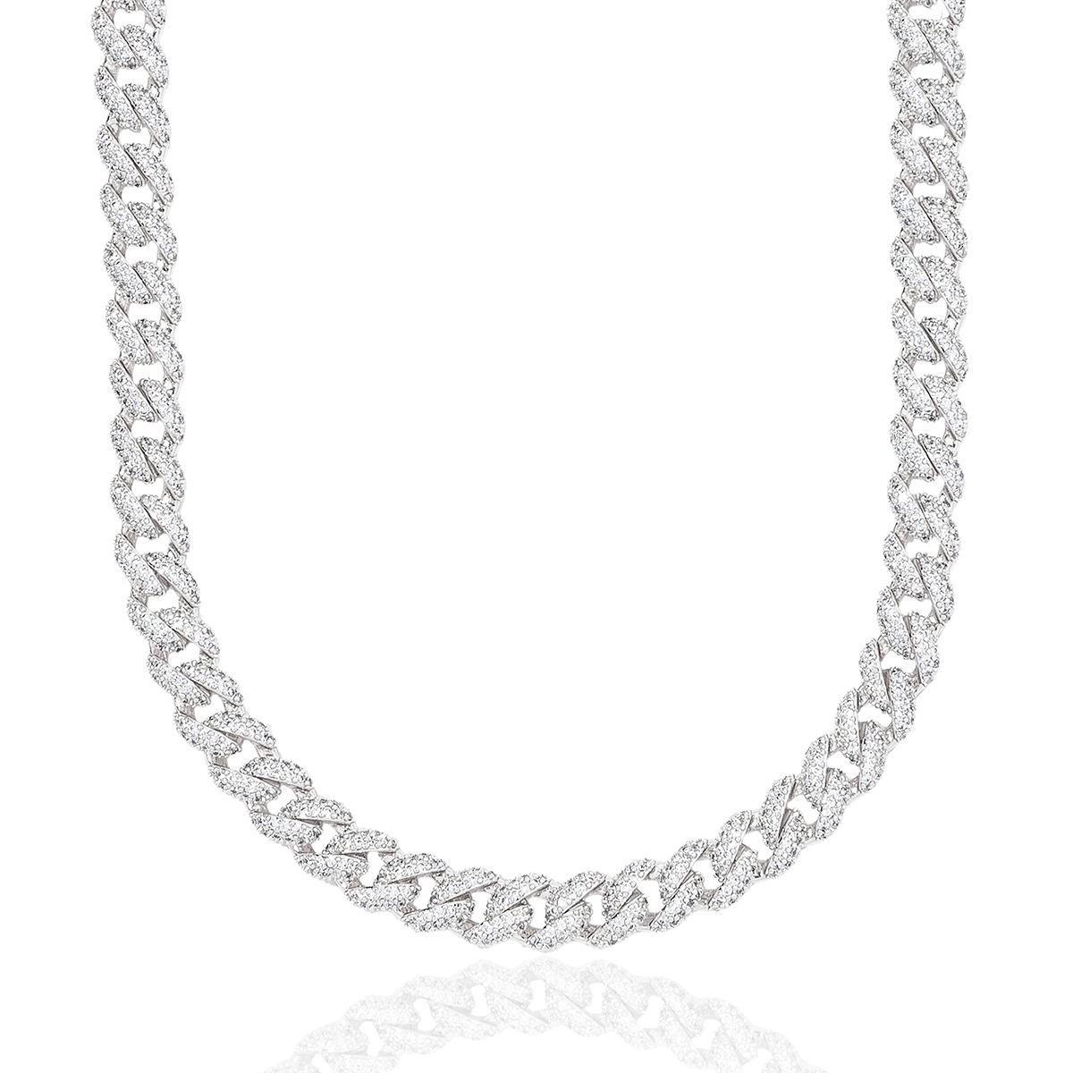 Diamond Cuban Chain in White Gold - 8.5mm
