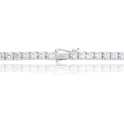 Men's Moissanite Diamond Tennis Chain in White Gold Vermeil - 5mm