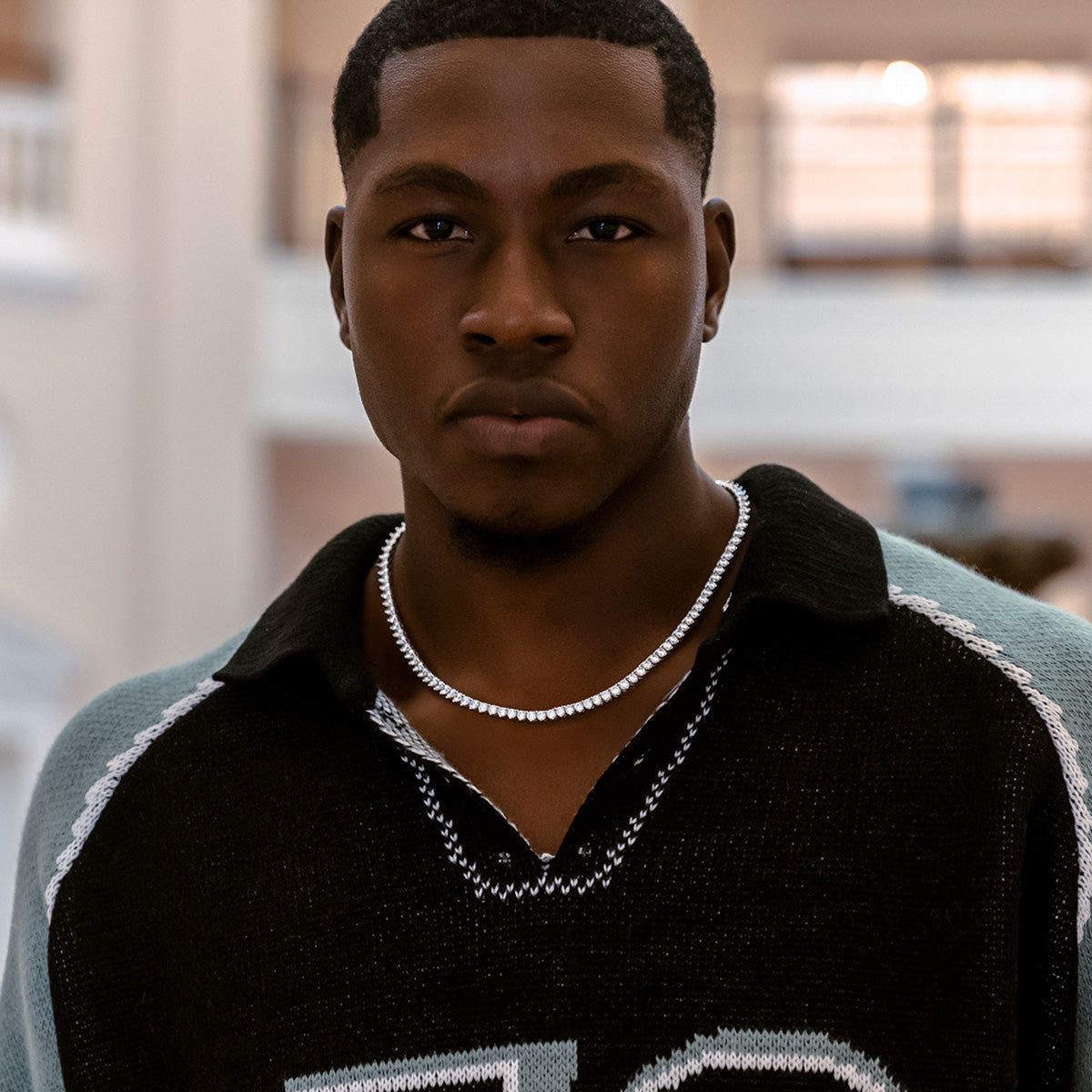 3 Prong Tennis Chain in White Gold