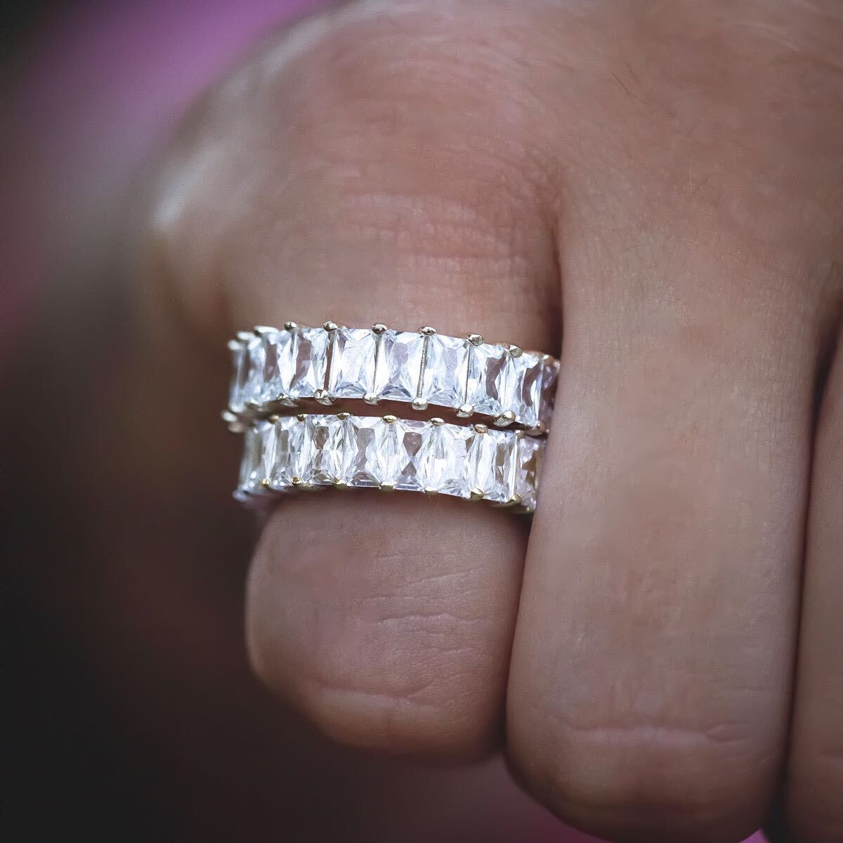 14k Solid Gold Baguette Ring in Yellow Gold-VS Diamonds