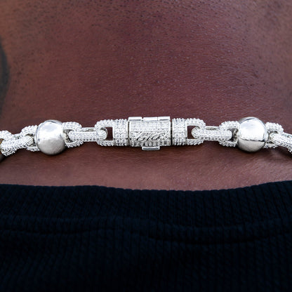10MM Iced Plain Ball Chain in White Gold