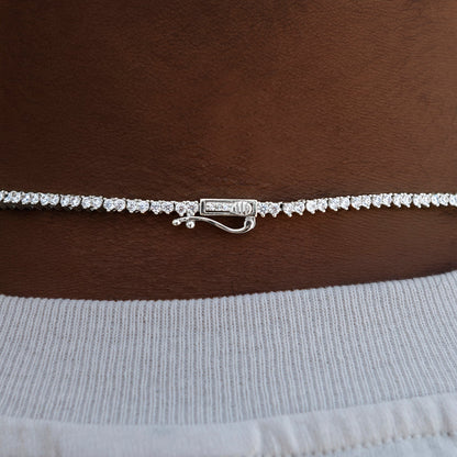 3 Prong Tennis Chain in White Gold -2mm