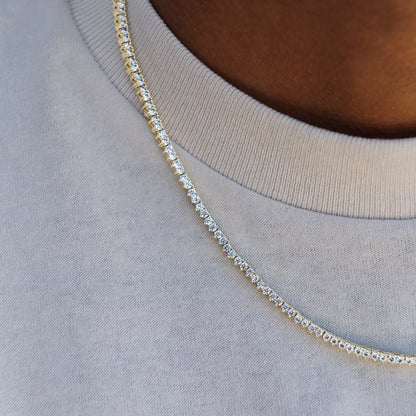 3 Prong Tennis Chain in Yellow Gold -2mm