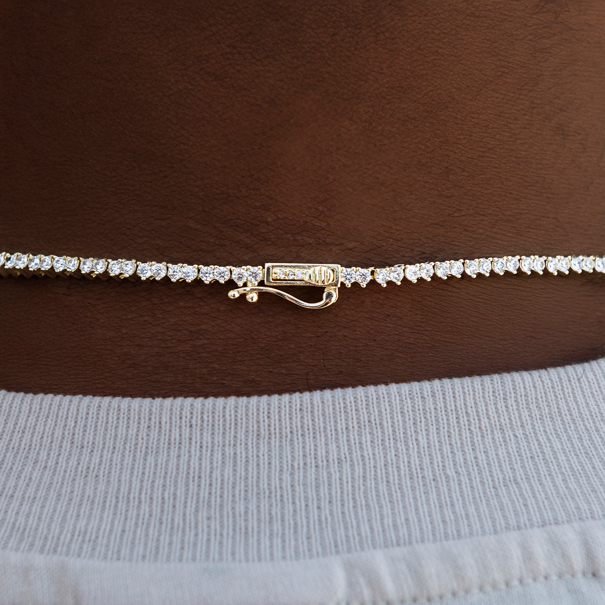 3 Prong Tennis Chain in Yellow Gold -2mm