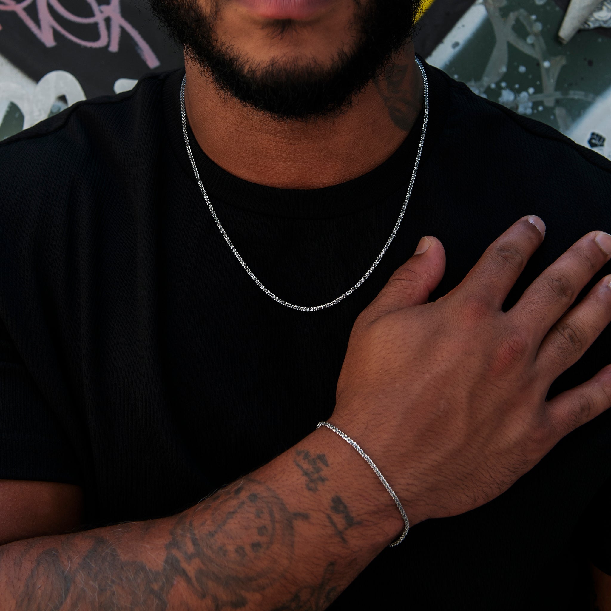 Popcorn Chain in Black - 2mm