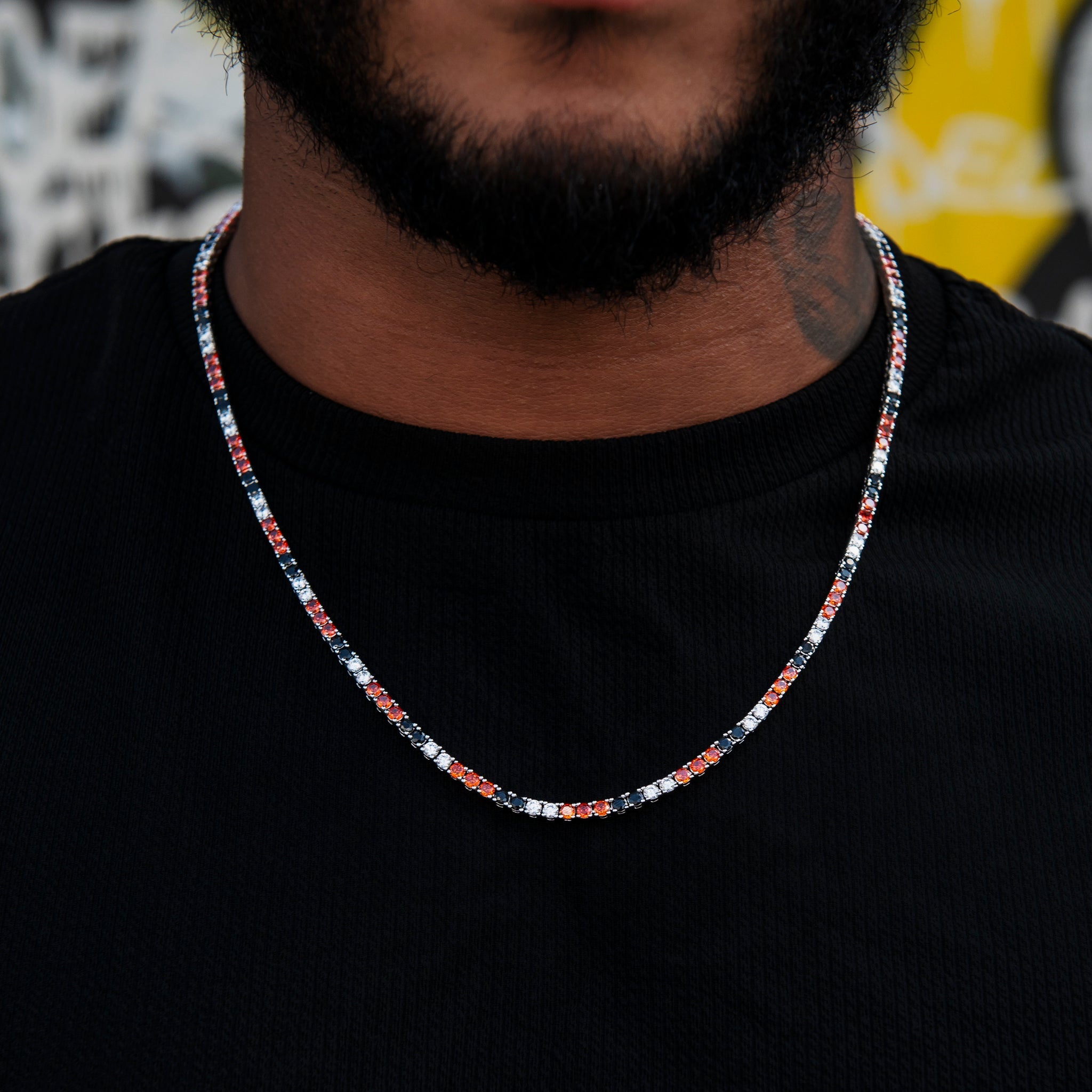 3MM Diamond Colored Tennis Chains in White Gold- All Colors