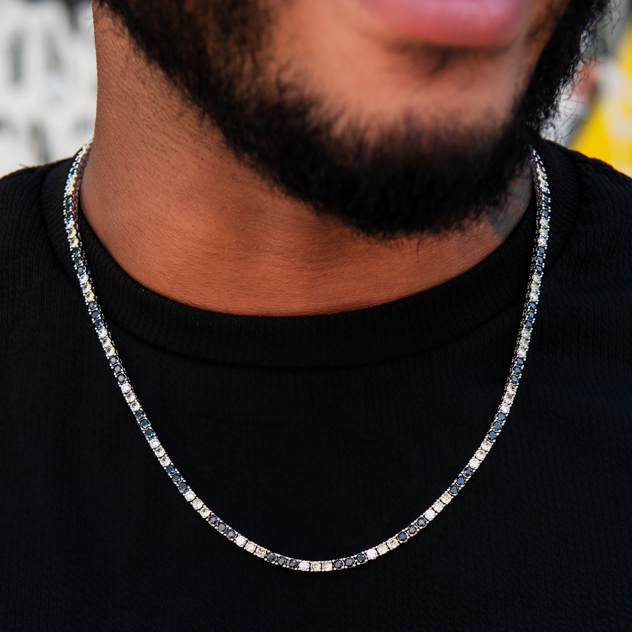 3MM Diamond Tennis Chain - Black Yellow White
