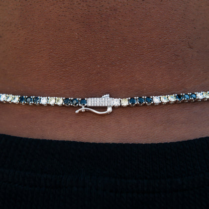 3MM Diamond Tennis Chain - Black Yellow White