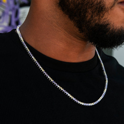 3MM Diamond Tennis Chain - Purple Yellow White