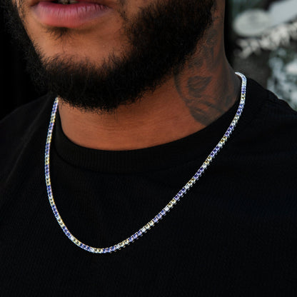 3MM Diamond Tennis Chain - Purple Yellow White