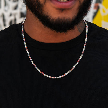 3MM Diamond Tennis Chain - Red Yellow White