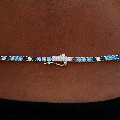 3MM Diamond Tennis Chain - Turquoise Black White