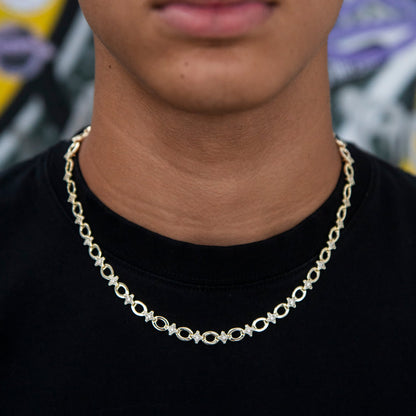 Iced Star Cable Link Chain - Yellow Gold