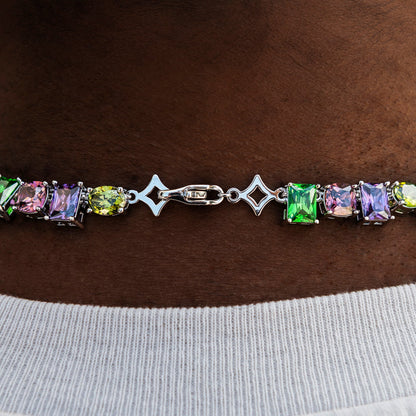 Floating Multicolor Stone Chain in White Gold