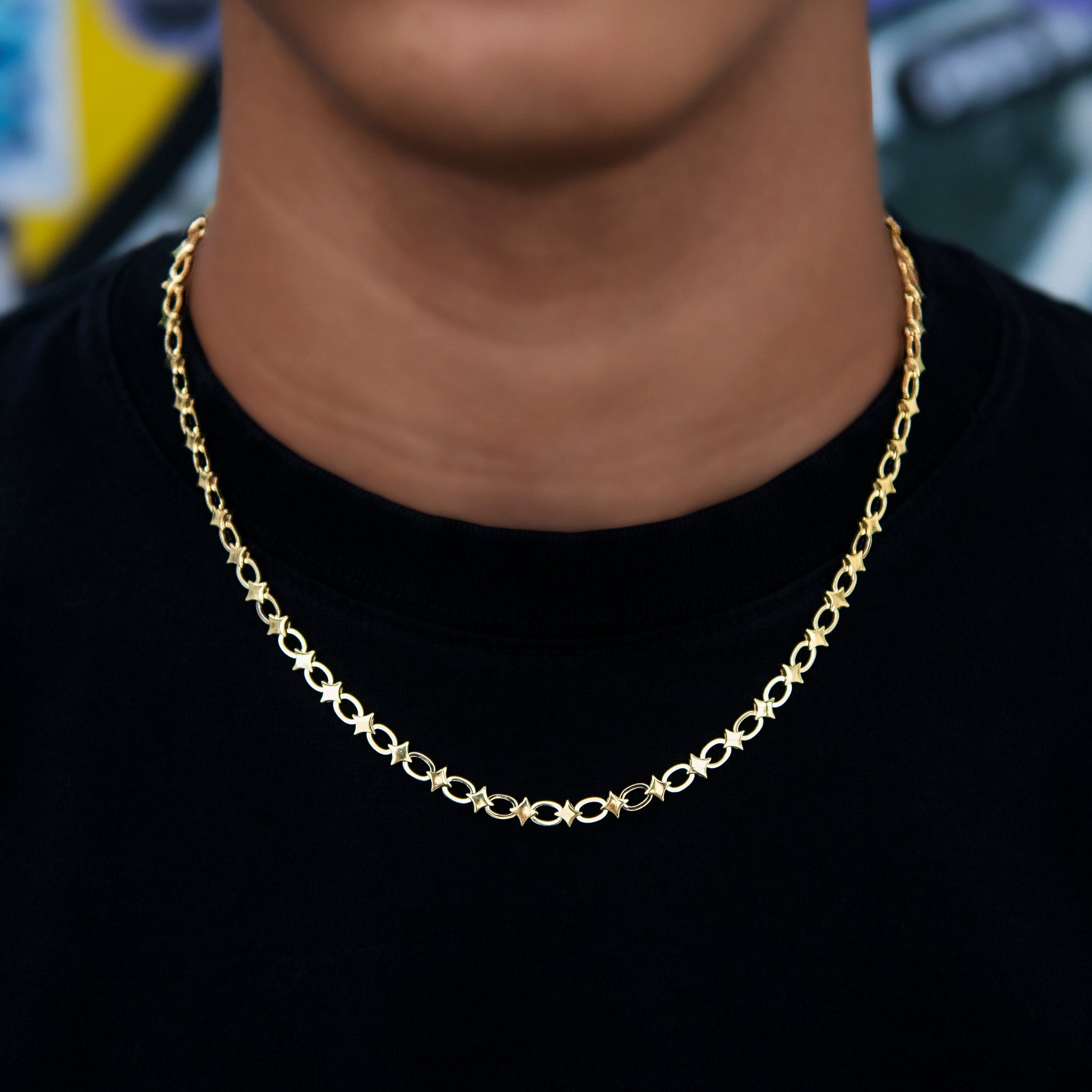 Star Cable Link Chain in Yellow Gold