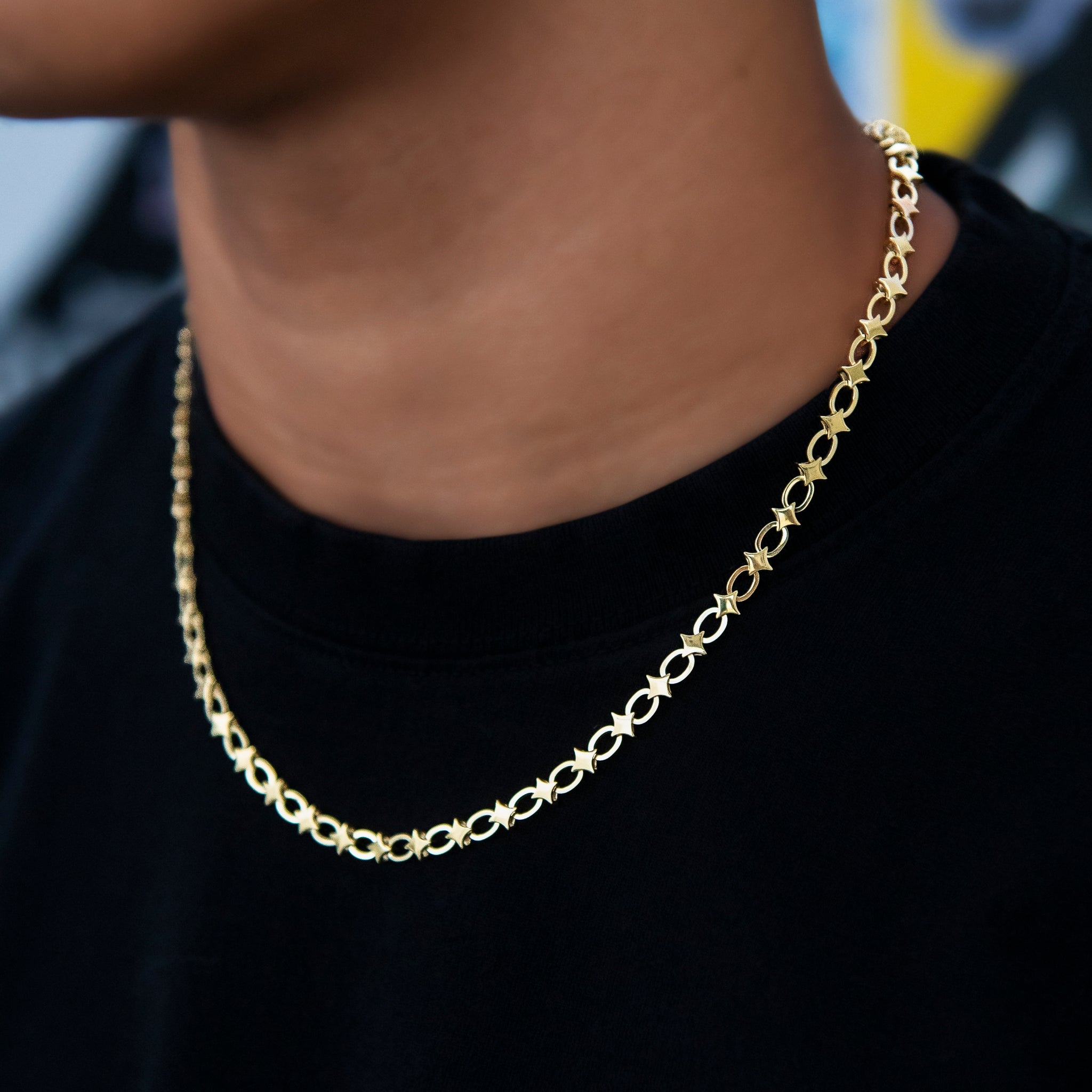 Star Cable Link Chain in Yellow Gold