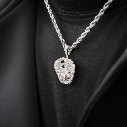 Iced Baseball Pendant in White Gold