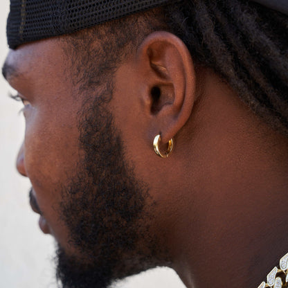 Polished Round Hoop Earrings in Yellow Gold