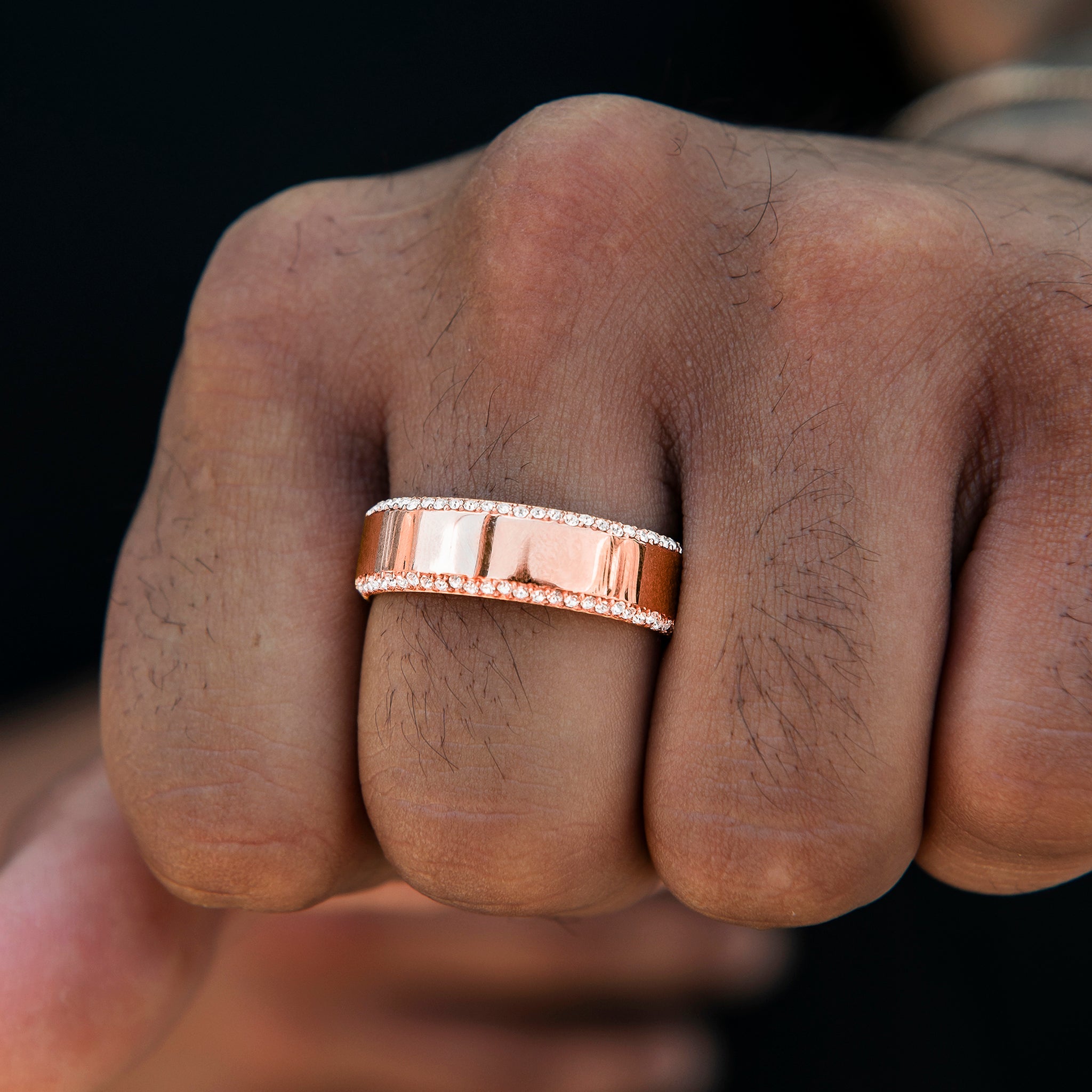 Diamond Edge Ring in Rose Gold