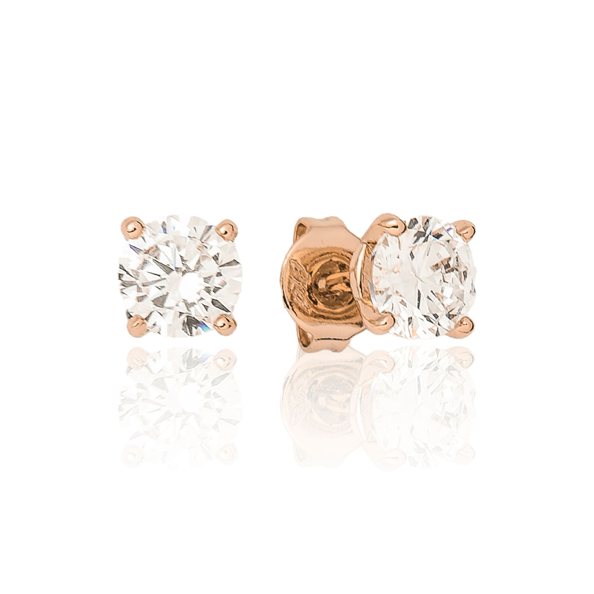 Men's Moissanite Round Cut Diamond Stud Earring in Rose Gold Vermeil - 5mm