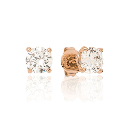 Men's Moissanite Round Cut Diamond Stud Earring in Rose Gold Vermeil - 5mm