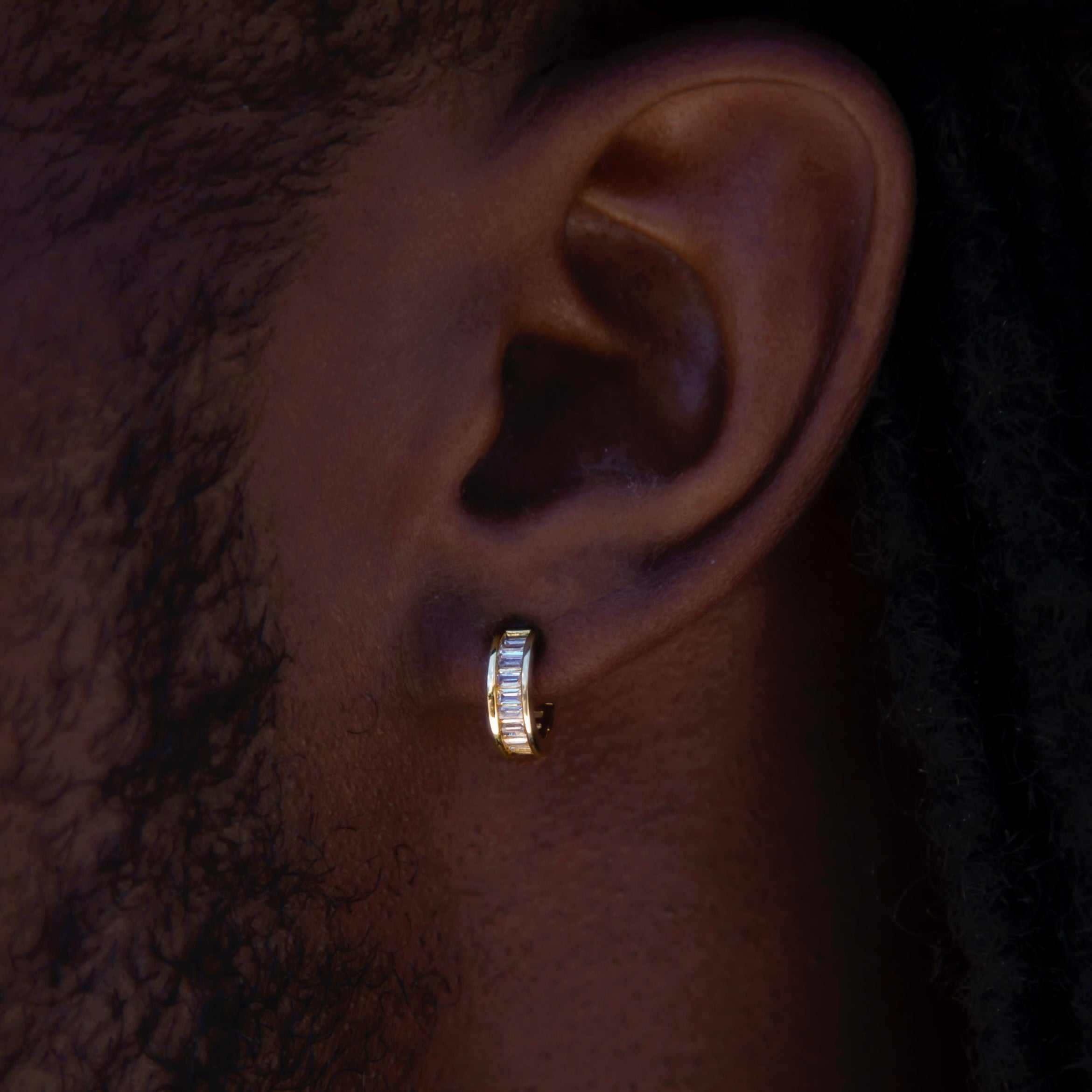 Baguette Hoop Earrings in Yellow Gold