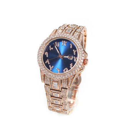BILING Diamond-Encrusted Hip-Hop Ice Watch