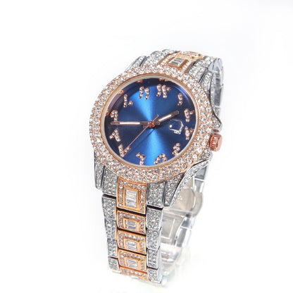 BILING Diamond-Encrusted Hip-Hop Ice Watch