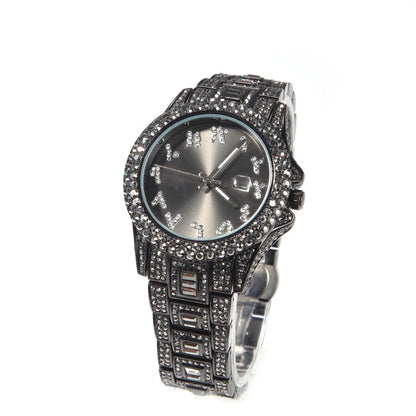 BILING Diamond-Encrusted Hip-Hop Ice Watch