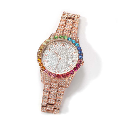 BLING Rainbow Gradient Diamond Ice Watch