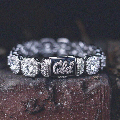 Clustered Tennis Bracelet in White Gold-12mm