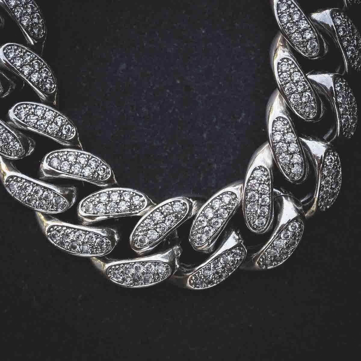 Diamond Cuban Link Chain in White Gold - 19mm
