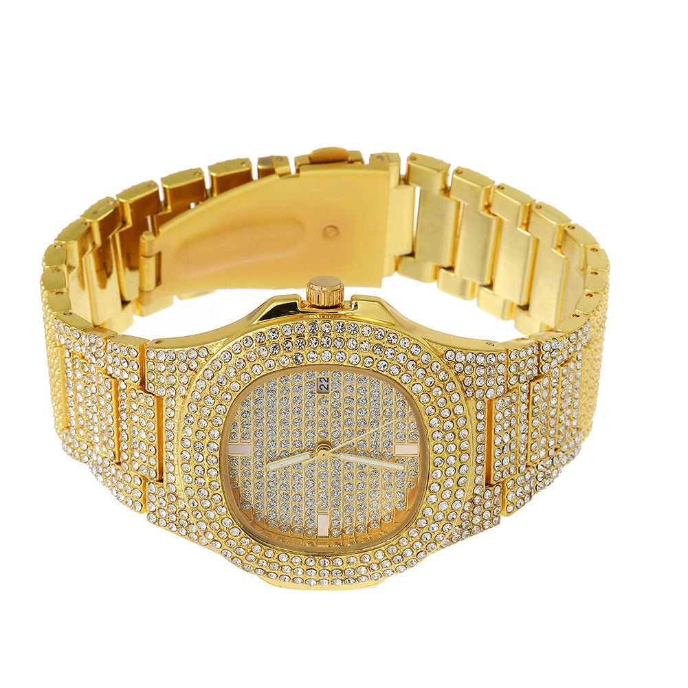 Fashionable Diamond-Encrusted Gypsophila Hip-Hop Watch