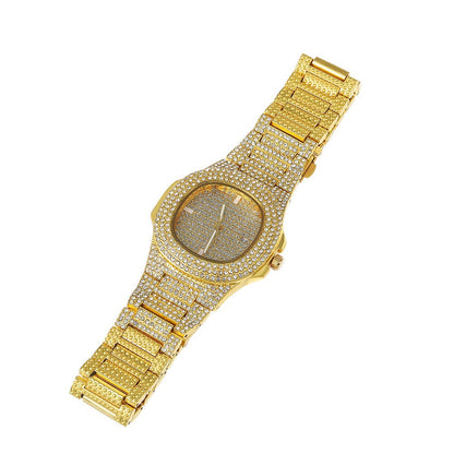 Fashionable Diamond-Encrusted Gypsophila Hip-Hop Watch