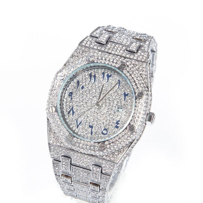 Full Diamond Arabic Watch Hip Hop Fashion Dial Quartz