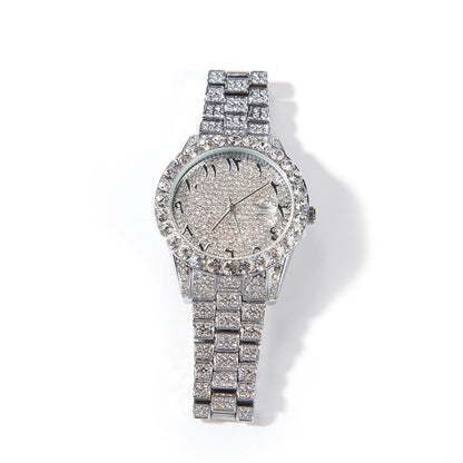 Full Diamond British Floral Digital Watch