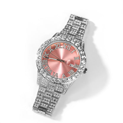 Full Diamond Roman Numeral Diamond Watch
