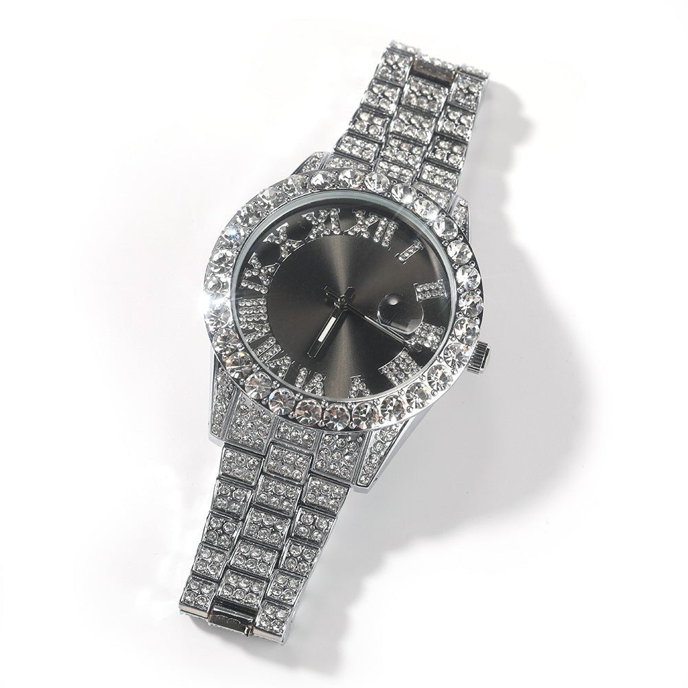 Full Diamond Roman Numeral Diamond Watch