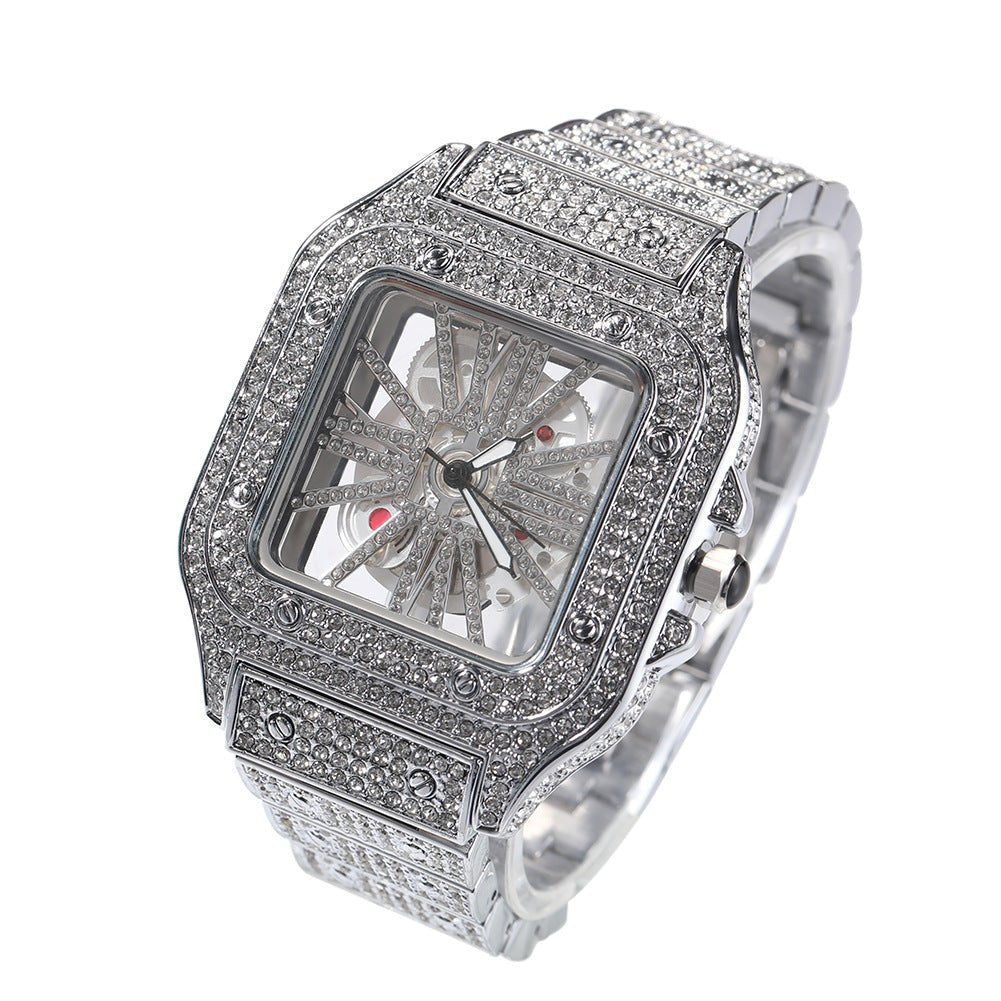 Full Diamond Square Hollow Quartz Watch