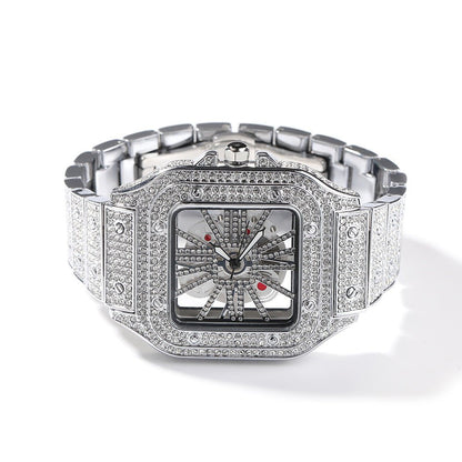 Full Diamond Square Hollow Quartz Watch